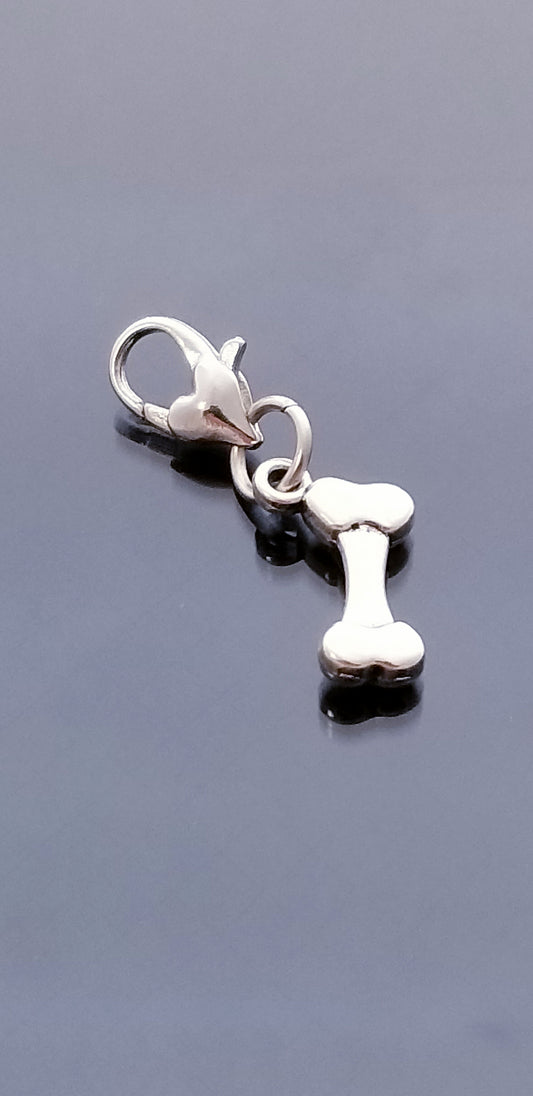Dog Bone Charm /Fur Baby Charm/ Heart Lobster Clasp /Clip O