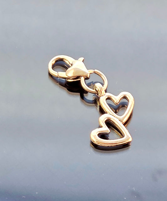 Double Heart Charm/ Heart Charm / Heart Lobster Clasp /Clip On
